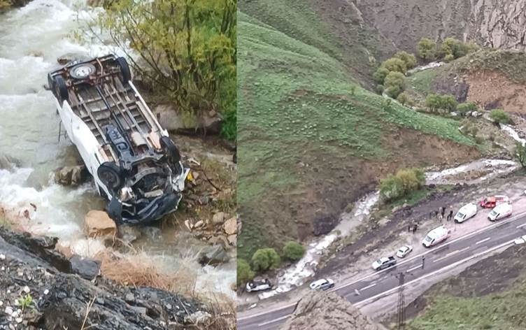 Hakkari'de Minibüs dereye uçtu: 2 ölü, 3 yaralı