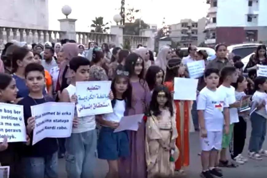Rojava’da 8 kentte Kürtçe eğitim protestosu